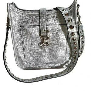STEVE MADDEN B-Wylie Vegan Leather Silver Crossbody with Studs - RETAIL $68